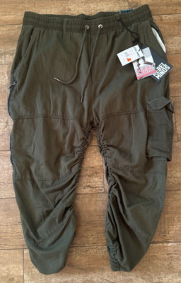 L Rebel Minds Flex Pants cargo men's large khaki green pockets sports work