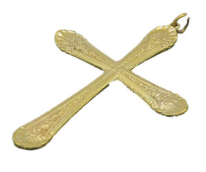 Authentic 925 Silver Vintage Gold Plated Textured Religious Cross Pendant PT20168