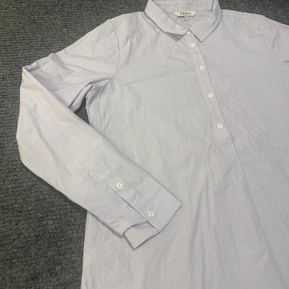 Nicole Farhi рубашка женщин средний верхний фиолетовый длинным рукавом кнопка туника 12/38 - Изображение 2 из 4