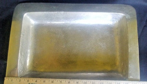 Vintage Cast Aluminum Raw Finish Decorative Tray or Serving Dish 16.5" x 11" - Picture 6 of 8