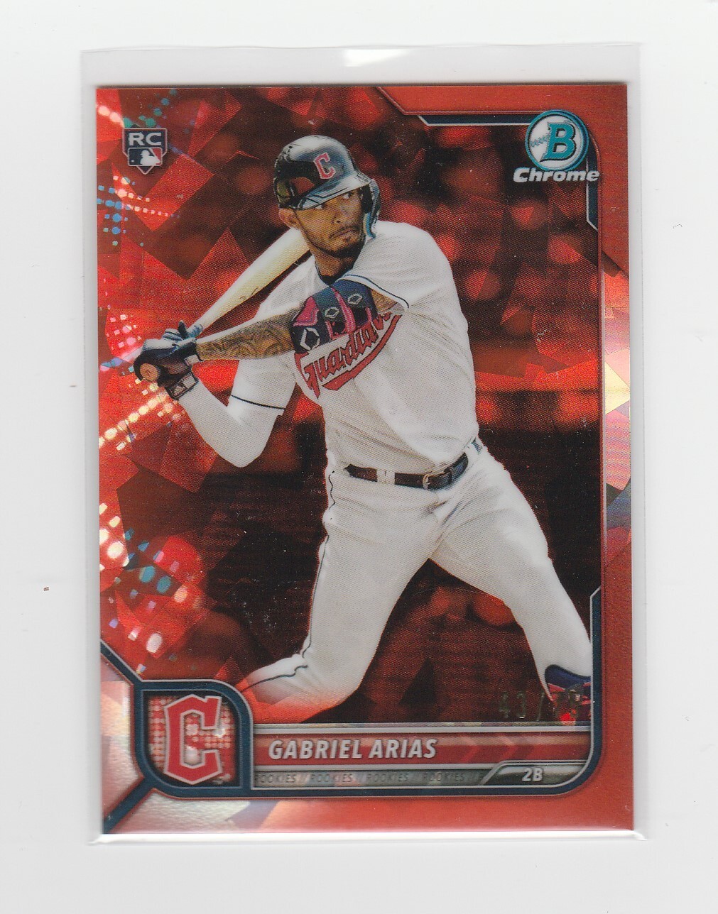 2022 Bowman Chrome Sapphire Gabriel Arias RC #7 Orange Refractor 43/75 Guardians