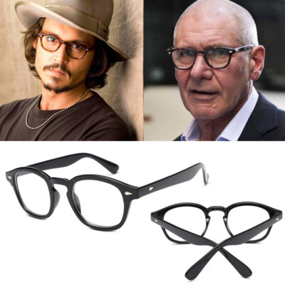 Stilvolle Retro Vintage Johnny Depp Mode Herren Brille klare Gläser Brillengestell 