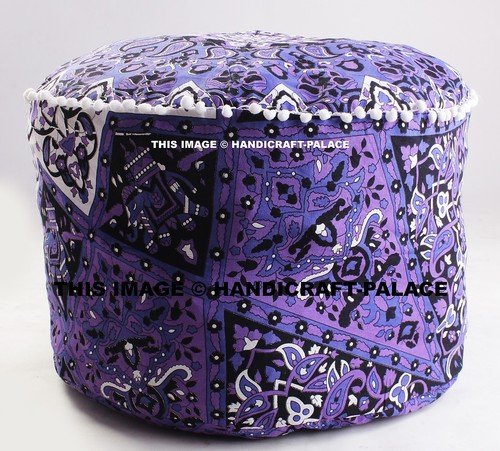 24" Star Mandala Round Tapestry Indian Pouf Ottoman Foot Stool Moroccan Pouf - Picture 1 of 5
