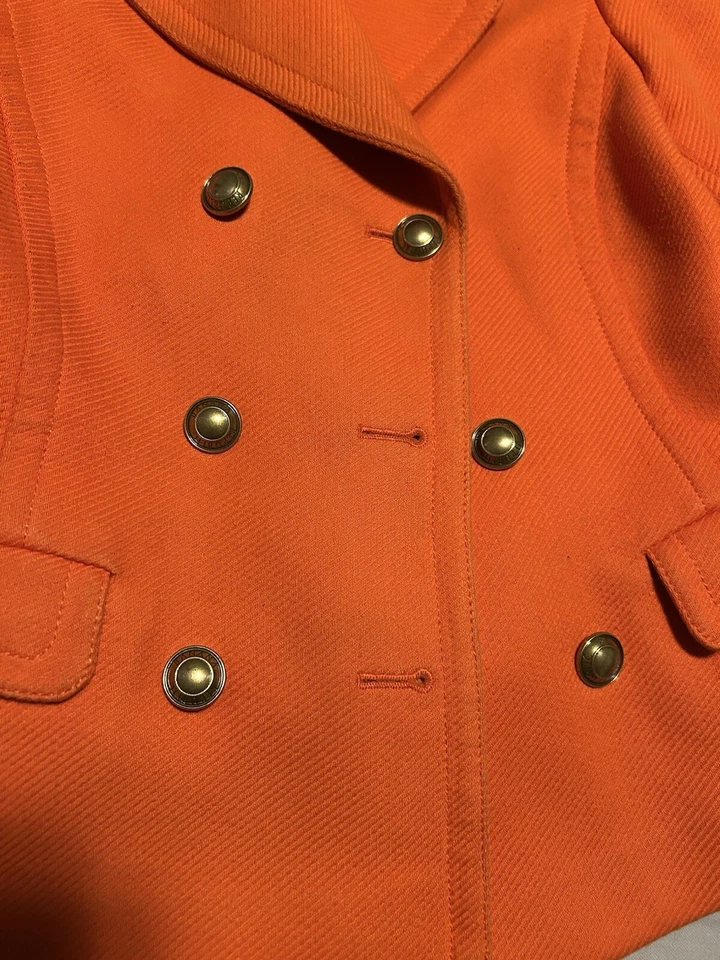 Banana Republic Orange Peacoat Size XSmall, Hidden Buttons, Front Pockets - Изображение 2 из 4
