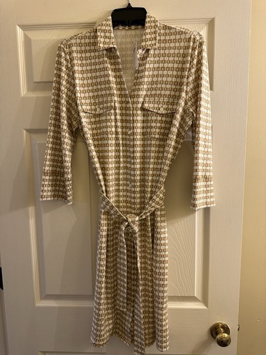 NWT J. McLaughlin Brynn Tan Shirt Dress Tan Catalina Cloth Large $238 - Picture 2 of 5