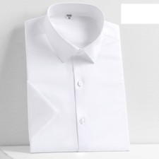 Mens Dress Shirts Short Sleeves Formal Business No Iron Elastic Casual Shirts