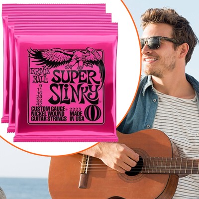 3 Sets Ernie Ball 2223 Super Slinky Nickel Wund E-Gitarrenstrings 9-42 UK