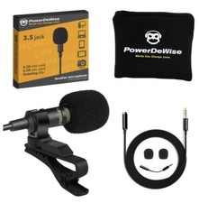 Microphone Powerdewise Grade Lavalier Lapel 3.5 Jack, 6.5ft Mic Cord, Clip