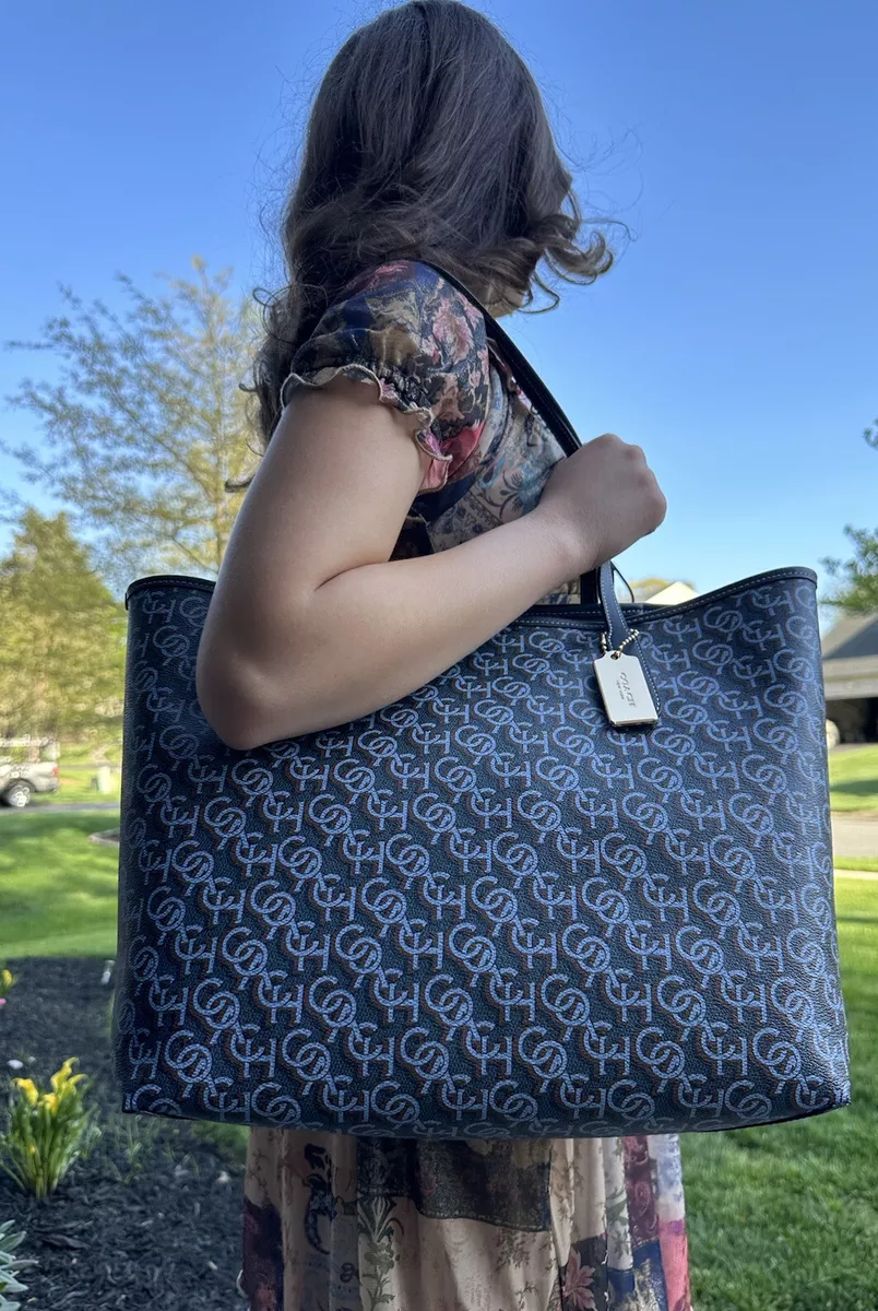 Retro Print Tote Large Bag, Large Capacity Classic Pvc Shoulder