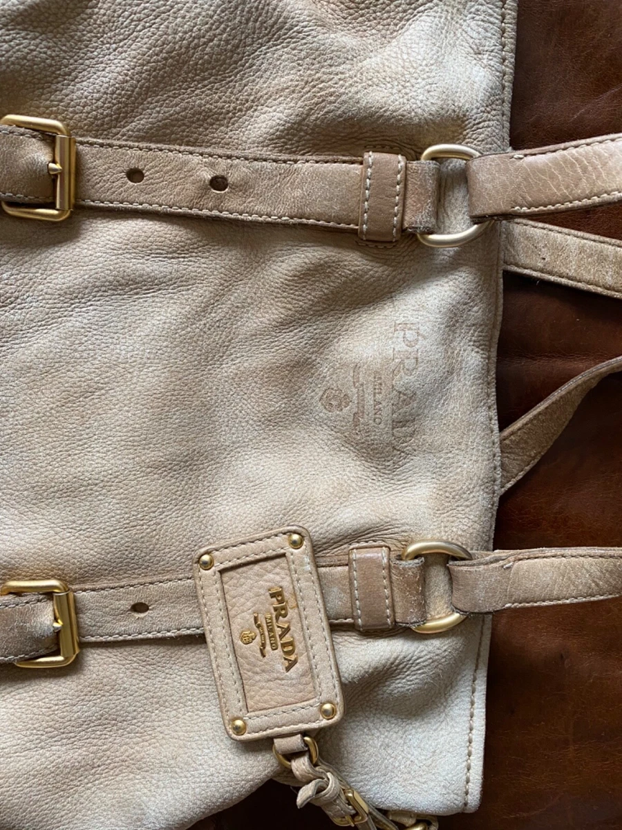 Authentic Vintage Prada Cervo Soft Deerskin Tan Leather Tote