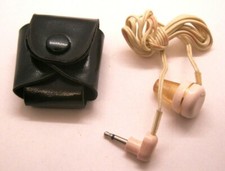 VINTAGE JAPAN HEADPHONE/EARBUD BEIGE SINGLE BUD IN ORIGINAL VINYL CASE