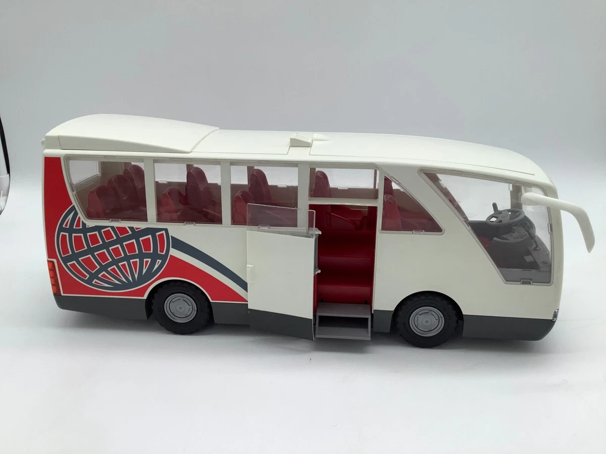 Geobra Playmobil 4419 Coach Holiday Tour Bus Caravan White Red Incomplete