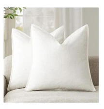 Foindtower 2 Pack 18x18 Pillow Cover Creamy White 100% Natural