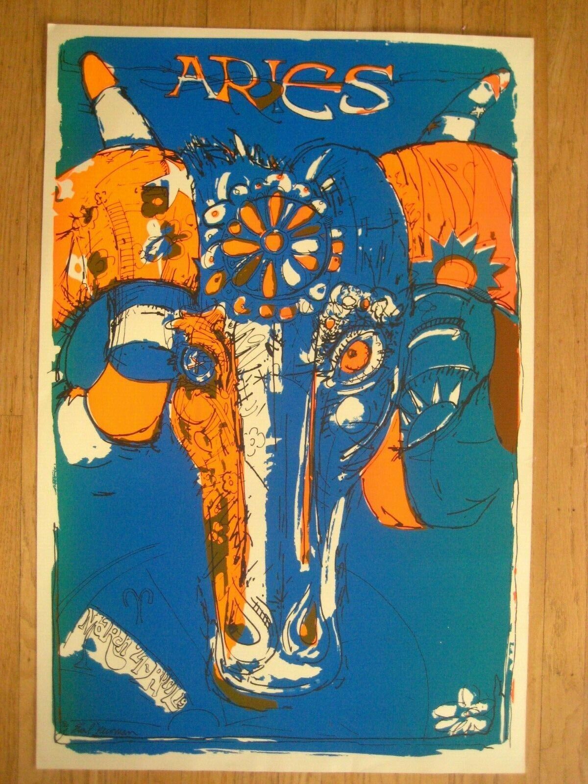 Fillmore poster era Earl Newman Aires Ram 1969 silkscreen poster