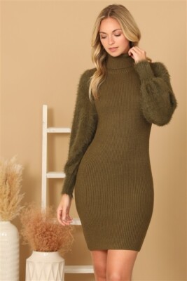 green emerald velvet dress Green Bodycon Button Sweater Dress & Reviews - Green - Dresses main image 0