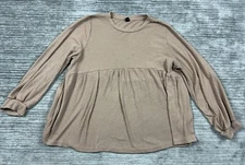 Shein Curve Top Womens 4XL Brown Long Sleeve Blouse Polyester Blend