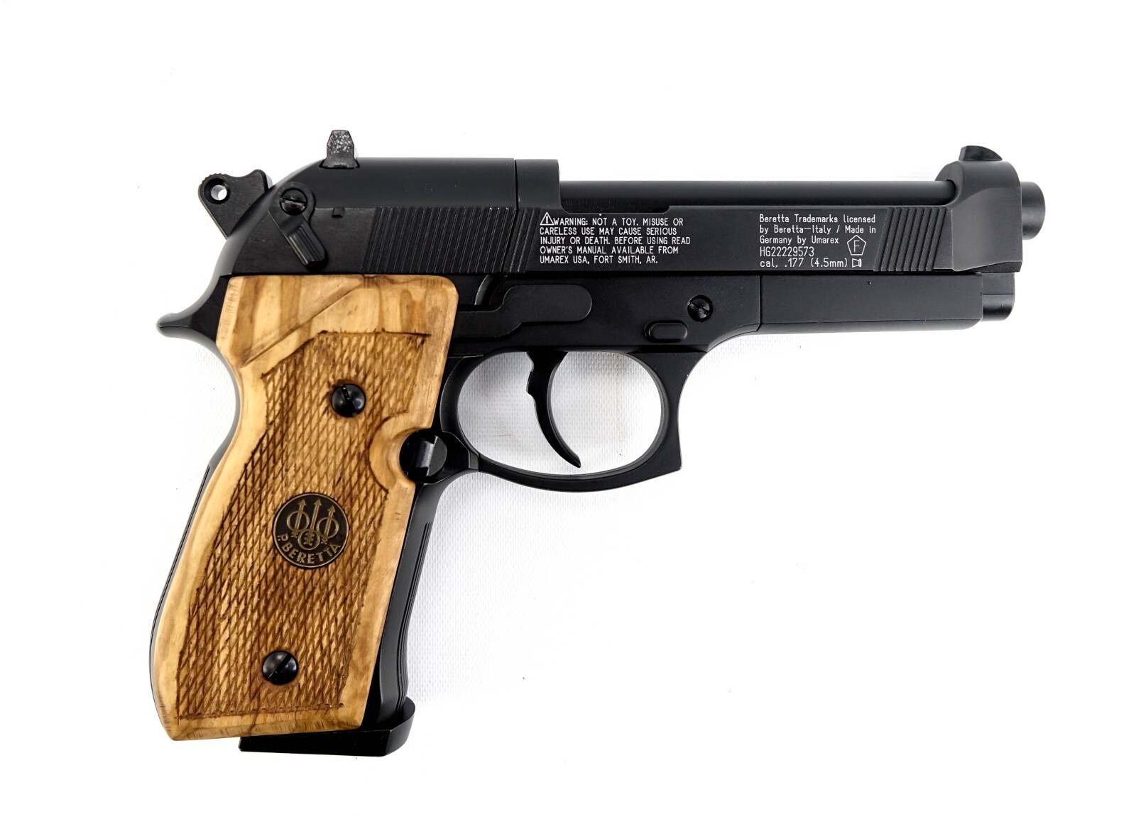 UMAREX BERETTA M92 FS Real Wood Grips CO2 .177 NBB PELLET GUN + Case eBay