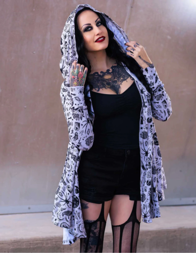 Night Walker Hooded Cardigan 16 18 20 Sourpuss Goth Alternative Emo Plus Size - Picture 1 of 5
