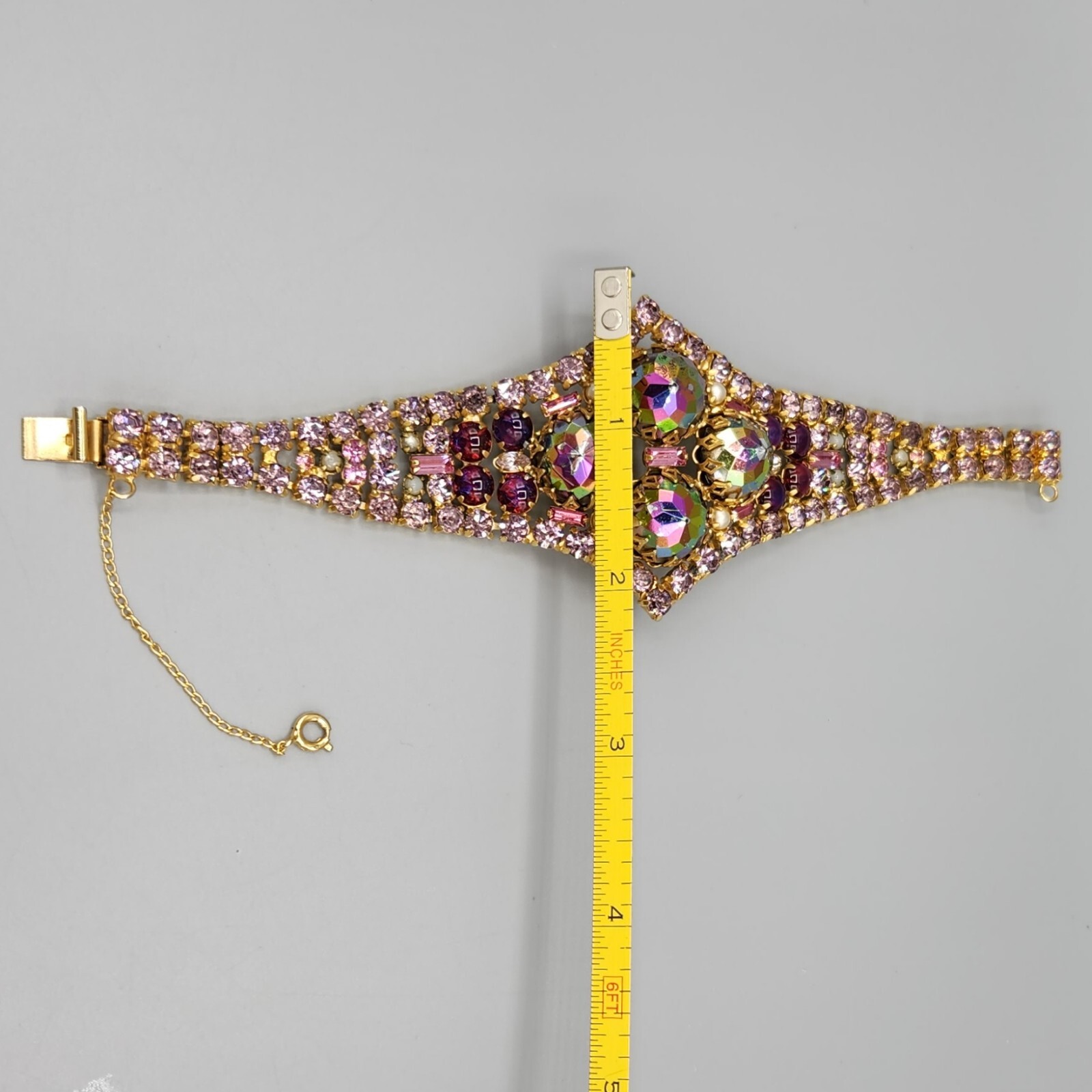 Unsigned Designer Vitrail Watermelon Rhinestone D… - image 9