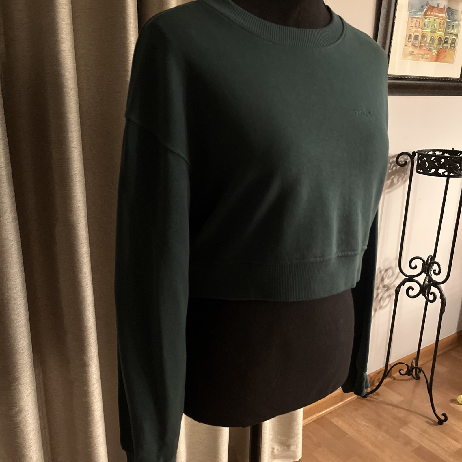 Divided H&M Original Basic Green Cropped Crew Nec… - image 3