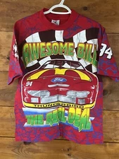 1995 McDonald’s Bill Elliott NASCAR T-Shirt Vintage All Over Print Large RARE