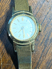 Seiko women's quartz analog dress watch gold mesh bracelet white dial stick
