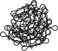 100pcs RC Body Clips Bent Springy R Pins Bent for 1/8 1/10 1/12 Car  - (Black)