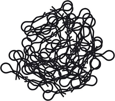 100pcs RC Body Clips Bent Springy R Pins Bent for 1/8 1/10 1/12 Car  - (Black)