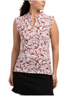 NUEVO CON ETIQUETAS ~ Camisa Kastel Dinamarca Volantes Sin Mangas UPF Beige Peonías ~ Talla S ~ $88