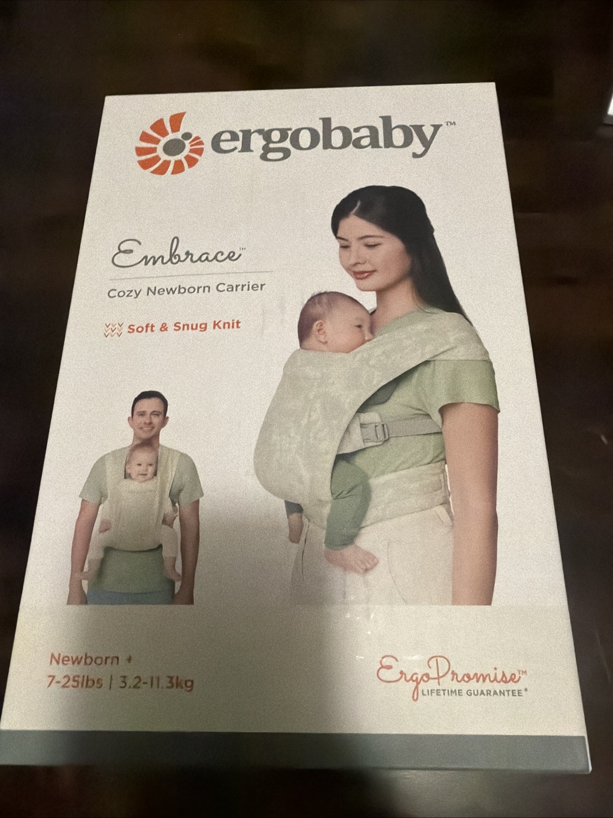 Ergobaby Embrace Baby Carrier Soft Knit Sage Meadows 7-25lbs New
