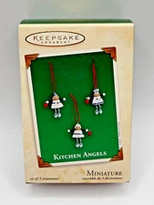 KITCHEN ANGELS 2003 HALLMARK KEEPSAKE MINIATURE ORNAMENTS SET OF 3 CHEF SPOONS