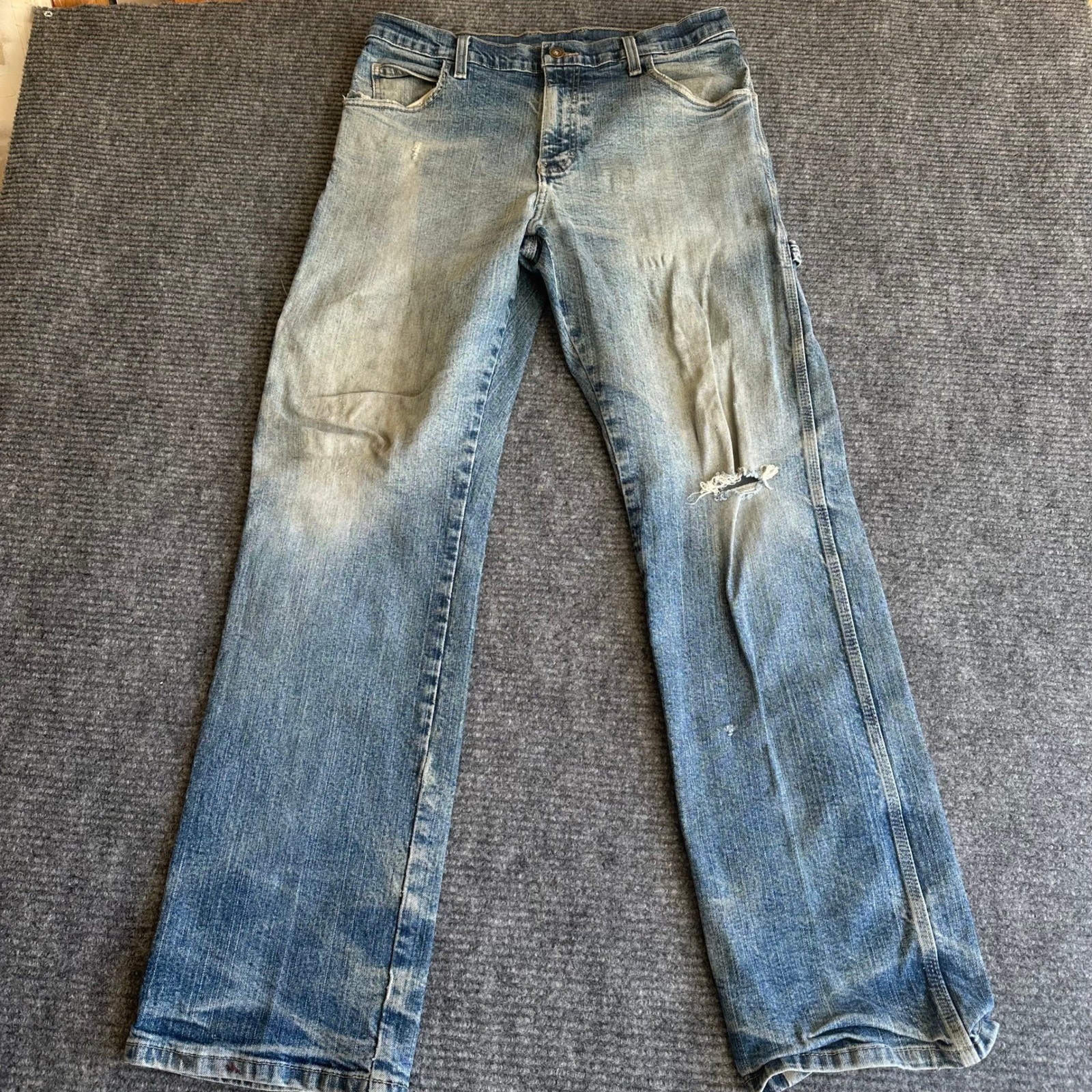 32x32 Light Wash Blue Distressed Workwear Denim