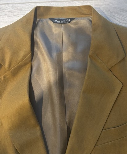 Vintage Dockers Blazer Mens Linen Blend Gold Suit Jacket Sport Coat MEDIUM EUC - Picture 2 of 9