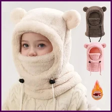 New Children's All-in-one Protective Helmet Balaclava Thicken Warm Drawstring
