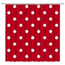 Polka Dot Shower Curtain Red White Vinatge,72x72 Inch