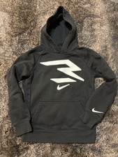 Nike 3 Brand Boys Black Fleece Pullover Hoodie S 8-10 YRS Logo 128-132 CM