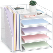 Desk Organizers and Accessories, 5-Tier Paper Letter Tray Organizer with File Ho