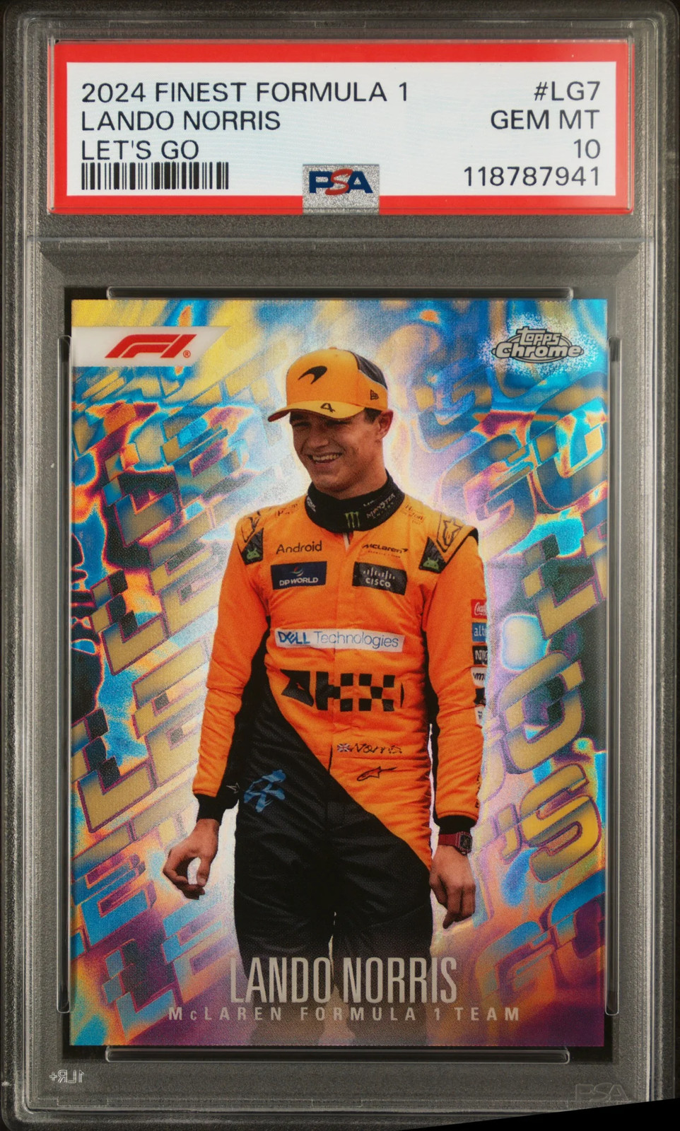 2024 Topps Finest Formula 1 Lando Norris Let's Go #LG7 Case Hit PSA 10 view 1