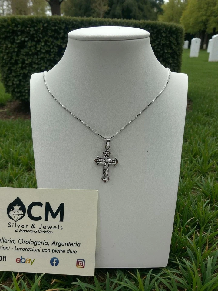 Collana in Argento 925 con Croce Incisa – Eleganza Artigianale - Immagine 2 di 4