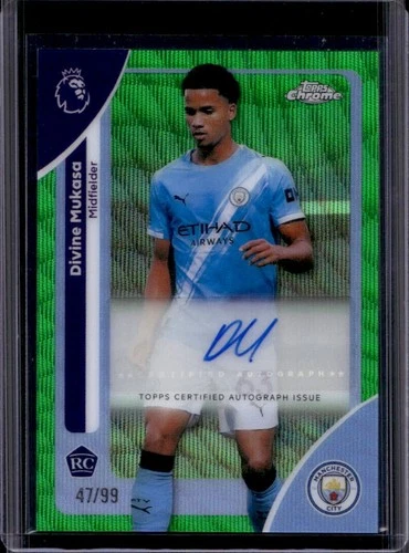 2026 Topps Chrome Premier League Divine Mukasa Auto Green Wave Refractor RC #/99