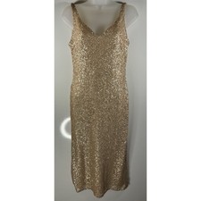 Sorella Vita Rose Gold Sequin Dress Gown Romantic Luxe Fairy Princess Sexy Sz 10