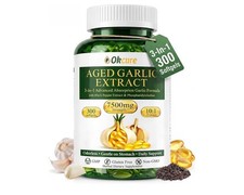 Okcure Aged Garlic Extract 7500mg 3-in-1 Softgels 300ct Gluten Free Non-GMO