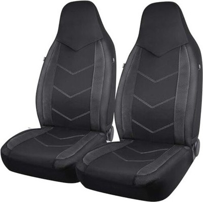 High Back Front Car Seat Covers - Sports Carbon Fiber Mesh High Back Black