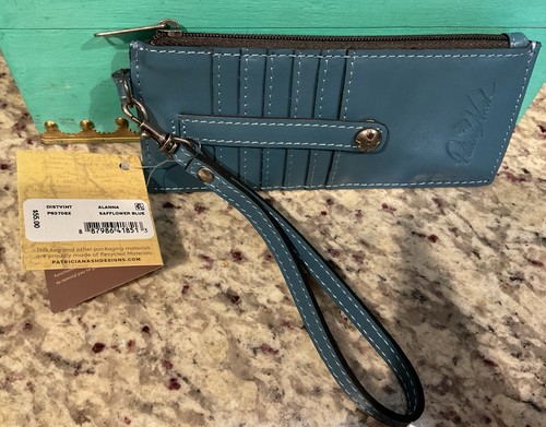PATRICIA NASH ALANNA Safflower Blue LEATHER WRISTLET CARD CASE WALLET RFID $55 - Picture 5 of 5