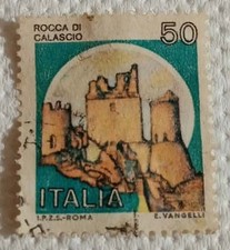 STAMP-SERIES CASTLES-CASTLE FORTRESS OF CALASCIO-50 LIRE-1980