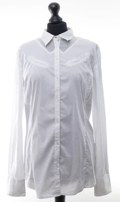 GUESS Damen Bluse Hemdbluse L 42 weiß uni Langarm leicht - Bild 1 von 4