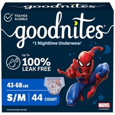 GoodNites Boys Nighttime Underwear, Size S/M, 44 Small/Medium, Multi-colored