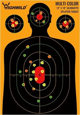 Silhouette Splatter Paper Target Splash Effect of Multiple Colors Indoor Outdoor