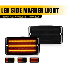 Front Dynamic Mirror Side LED Turn Signal Lights For 1997-2006 Jeep Wrangler TJ