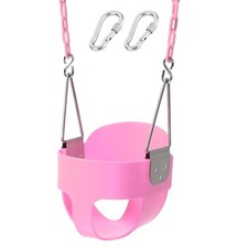 Heavy Duty Toddler Swing Seat - Pink High Back Bucket with Chain for Outdoor
